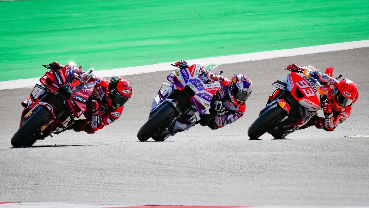 motorcycles: showroom row of sport bikes